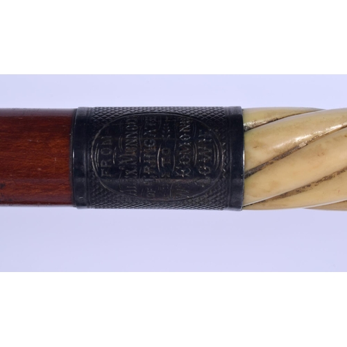 355 - A 19TH CENTURY CONTINENTAL CARVED IVORY CAPPED PARASOL together with another. 80 cm long. (2)