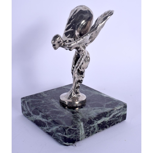 359 - A VINTAGE SILVER PLATED SPIRIT OF ECSTASY CAR MASCOT. Mascot 11 cm x 5 cm.