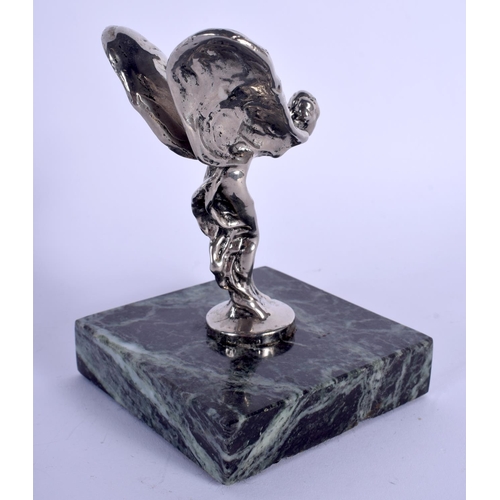 359 - A VINTAGE SILVER PLATED SPIRIT OF ECSTASY CAR MASCOT. Mascot 11 cm x 5 cm.