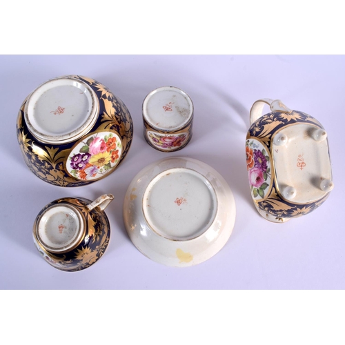 37 - AN EARLY 19TH DERBY PORCELAIN TEAWARES including a trio, cream jug and slop bowl. Largest 12 cm diam... 