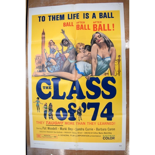 375 - CLASS OF 74 movie poster, 1971, horizontal and vertical folds, 105 cm x 68 cm and THE STATUE, movie ... 