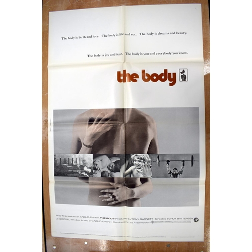 376 - THE BODY movie poster, 1971, horizontal and vertical folds, 105 cm x 68 cm and OF LOVE AND DESIRE, m... 