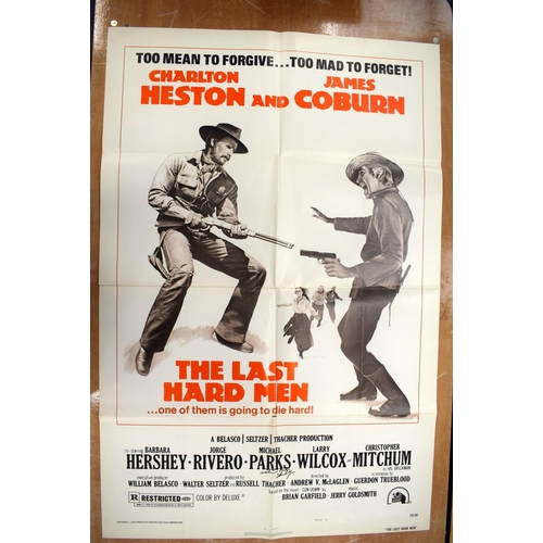 377 - THE LAST HARD MAN movie poster, 1976, autographed by Michael Parks horizontal and vertical folds, 10... 