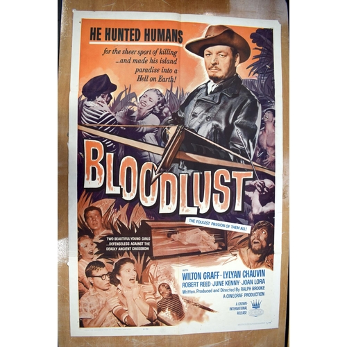 379 - BLOODHOUNDS OF BROADWAY movie poster, 1952, horizontal and vertical folds, 105 cm x 68 cm and BLOODL... 