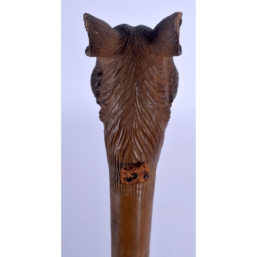 399 - A LATE 19TH CENTURY BAVARIAN BLACK FOREST ARTICULATED DOG HEAD PARASOL. 78 cm long.