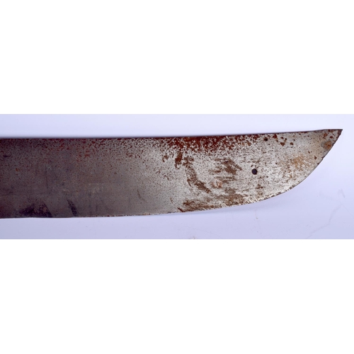 413 - A VERY RARE 18TH/19TH CENTURY ANGLO INDIAN CARVED IVORY HANDLED MACHETE of huge proportions, with sc... 