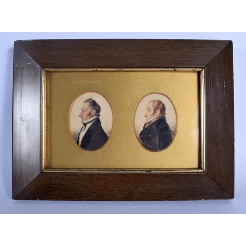 424 - English School (19th Century) Watercolour, Pair of Gentleman. Each miniature 8.5 cm x 5.5 cm.