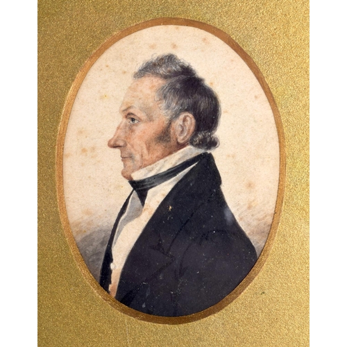 424 - English School (19th Century) Watercolour, Pair of Gentleman. Each miniature 8.5 cm x 5.5 cm.