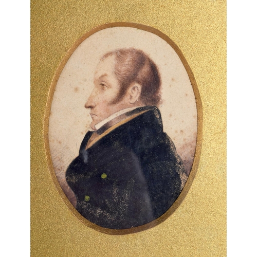 424 - English School (19th Century) Watercolour, Pair of Gentleman. Each miniature 8.5 cm x 5.5 cm.