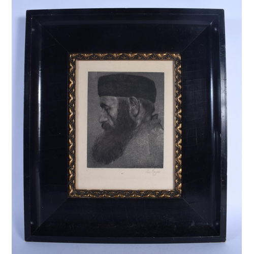 427 - Leo Kayser (1868-1933) German, Engraving, Rabbi. Image 28 cm x 21 cm.