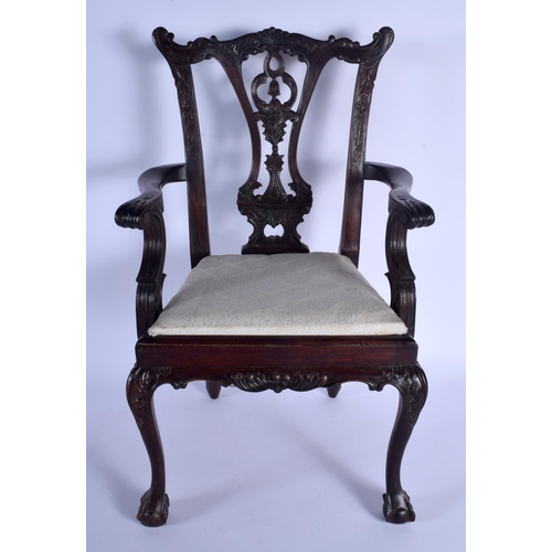 428 - A LOVELY EDWARDIAN MAHOGANY CHILDS DOLL CHAIR modelled in the George III style. 50 cm x 32 cm.