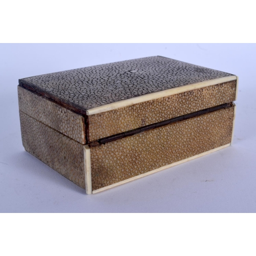 429 - AN ART DECO SHAGREEN AND IVORY BOX. 10 cm x 8 cm.