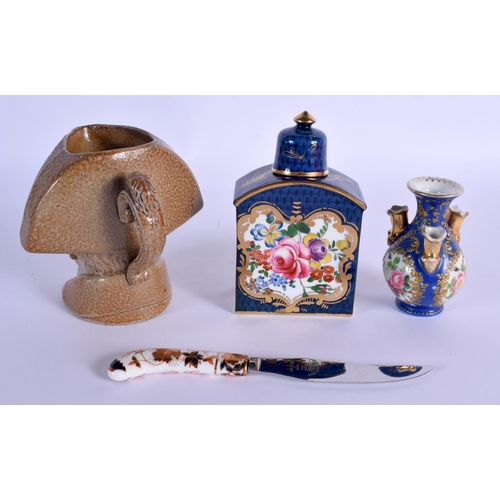 44 - A RARE MID 19TH CENTURY ENGLISH SALT GLAZED CHARACTER JUG probably Lambeth, together a crown derby k... 