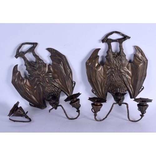 749 - A PAIR OF CONTEMPORARY BAT WALL SCONCES. 38 cm x 19 cm.