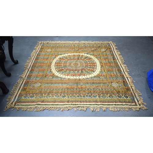 749B - A LARGE VINTAGE MIDDLE EASTERN EMBROIDERED SILK WALL HANGING. 179 cm x 240 cm.