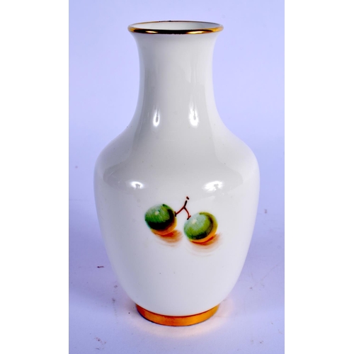 90 - Royal Worcester vase painted with fruit by Roberts, signed, date code for 1960s.  12cm high