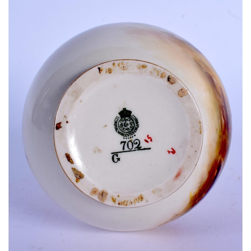 91 - Royal Worcester vase painted with highland cattle by Harry Stinton, signed, date code for 1909.  14.... 