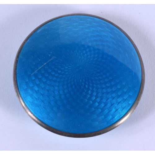 1018 - AN ART DECO SILVER AND ENAMEL COMPACT. 62 grams. 5.5 cm wide.