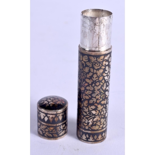 1042 - A THAI NIELLO SILVER BOTTLE. 6.5 cm high.