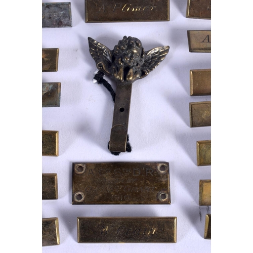 1082 - ASSORTED 1920S BRASS NAME TAGS. (qty)