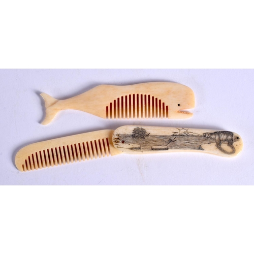 1131 - TWO CONTEMPORARY BONE CARVINGS. 6 cm wide. (2)