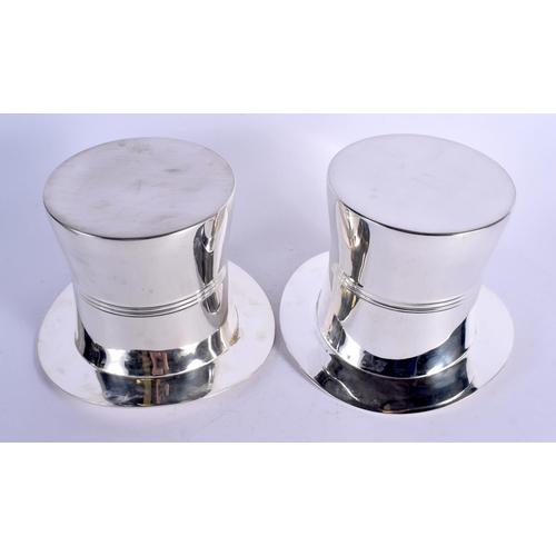 1150 - A LARGE PAIR OF SILVER PLATED TOP HAT WINE COOLERS. 18 cm x 16 cm.