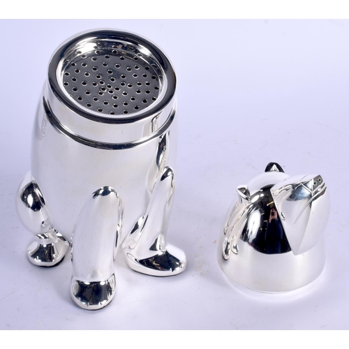 1154 - A CONTINENTAL SILVER PLATED BEAR COCKTAIL SHAKER. 28 cm high.