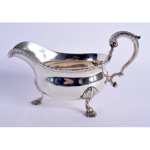 1171 - A LARGE GEORGE III SILVER SAUCEBOAT. London 1756. 470 grams. 21 cm x 13 cm.