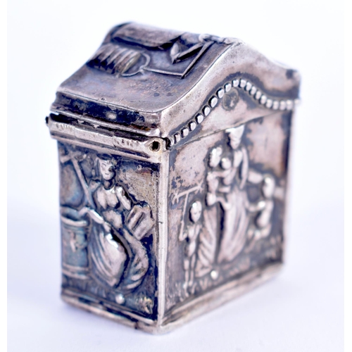 1189 - AN ANTIQUE DUTCH CABINET BOX. 103 grams. 4 cm x 3 cm.