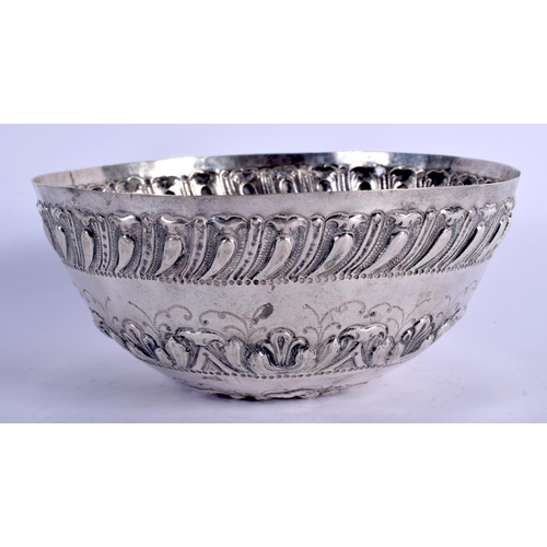 1214 - AN 18TH/19TH CENTURY CONTINENTAL SILVER BOWL with chased decoration.167 grams. 18 cm x 8 cm.