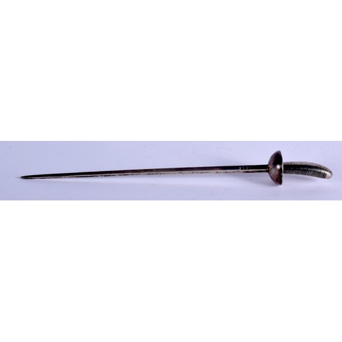 1216 - A VERY RARE EDWARDIAN SILVER EPEE LETTER OPENER. LONDON 1908. 88 grams. 34 cm long.