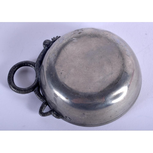 1217 - A VINTAGE PEWTER WINE TASTER. 10 cm x 7.5 cm.