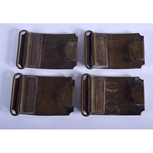 1244 - FOUR CONTEMPORARY CONTINENTAL BRONZE BELT BUCKLES. 9 cm x 6 cm. (4)