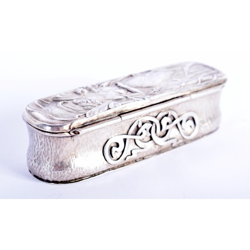 1254 - AN ART NOUVEAU SILVER BOX. Birmingham 1927. 84 grams. 10.5 cm x 3 cm.