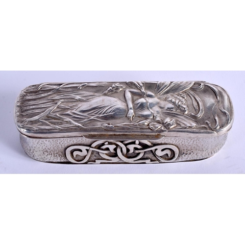 1254 - AN ART NOUVEAU SILVER BOX. Birmingham 1927. 84 grams. 10.5 cm x 3 cm.