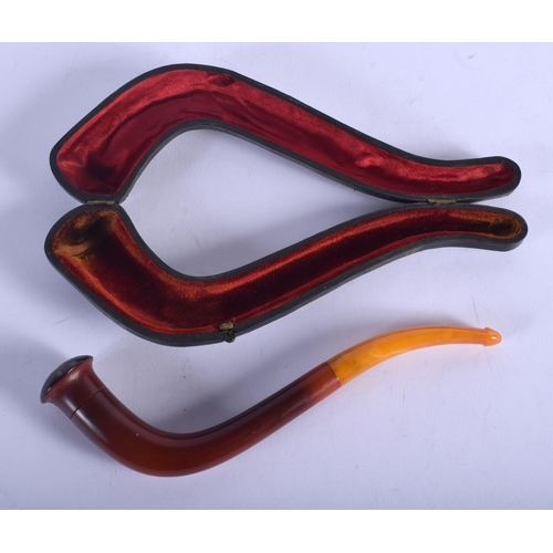 1278 - A VINTAGE AMBER PIPE. 25 grams. 18 cm long.