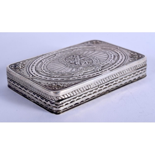 1293 - AN ANTIQUE SILVER SNUFF BOX. 97 grams. 8.5 cm x 5 cm.