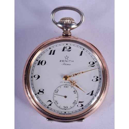 1483 - A SILVER ZENITH POCKET WATCH. 4.5 cm wide.