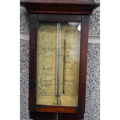 1486 - AN ANTIQUE BATEMAN AND DENT CHIPPENDALE STYLE BAROMETER the top formed with an arch top pediment. 94... 