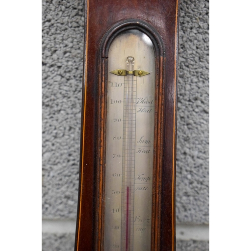 1487 - AN ANTIQUE A MASTALLIO OF OXFORD WHEEL BAROMETER inset with inlaid flowers and shell motifs. 97 cm x... 