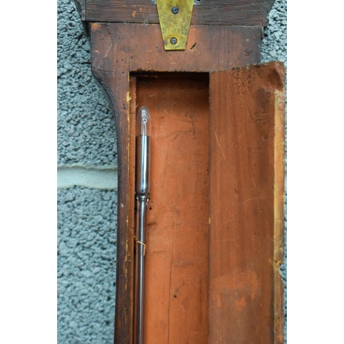 1488 - AN ANTIQUE ANDREW PINKETT OF PLYMOUTH WHEEL BAROMETER inset with inlaid floral motifs. 97 cm x 24 cm... 