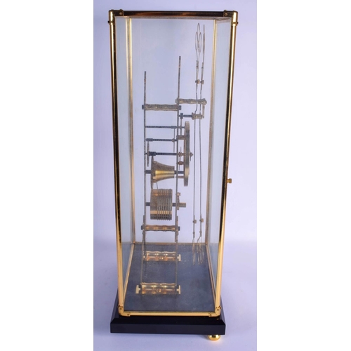 1491 - A CONTEMPORARY BRASS SKELETON CLOCK. Clock 48 cm x 18 cm.