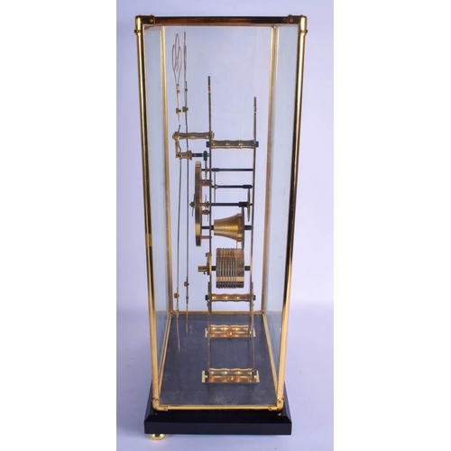 1491 - A CONTEMPORARY BRASS SKELETON CLOCK. Clock 48 cm x 18 cm.