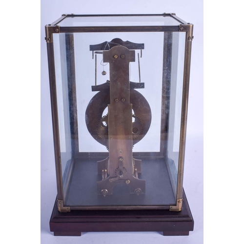 1494 - A CONTEMPORARY BRASS SKELETON CLOCK. Clock 24 cm x 12 cm.