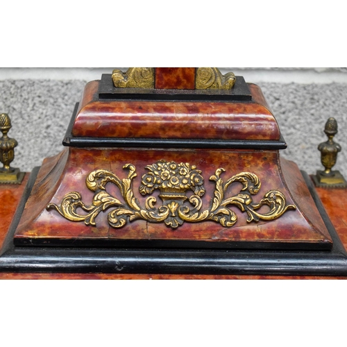 1495 - A RARE LARGE 19TH CENTURY EUROPEAN TORTOISESHELL VENEERED BRACKET CLOCK with matching bracket, the d... 