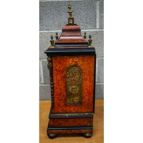 1495 - A RARE LARGE 19TH CENTURY EUROPEAN TORTOISESHELL VENEERED BRACKET CLOCK with matching bracket, the d... 