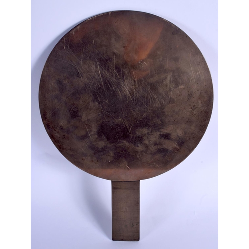 1518 - A 19TH CENTURY JAPANESE MEIJI PERIOD BRONZE HAND MIRROR decorated with birds and landscapes. 33 cm x... 