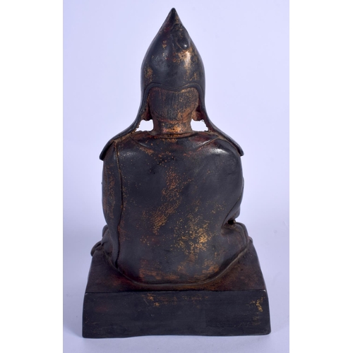 1572 - A LARGE CHINESE TIBETAN BRONZE FIGURE OF TSONGKHAPA 20th Century. 24 cm x 10 cm.