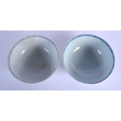 1584 - TWO 18TH CENTURY CHINESE BLUE AND WHITE PORCELAIN BOWLS Qianlong, one possibly shipwreck. 15 cm diam... 