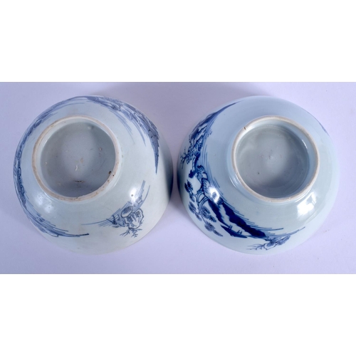 1584 - TWO 18TH CENTURY CHINESE BLUE AND WHITE PORCELAIN BOWLS Qianlong, one possibly shipwreck. 15 cm diam... 